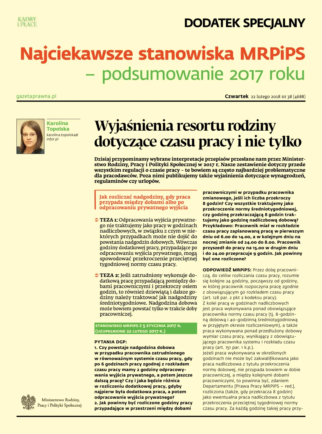 NAJCIEKAWSZE STANOWISKA MRPIPS – PODSUMOWANIE 2017 ROKU