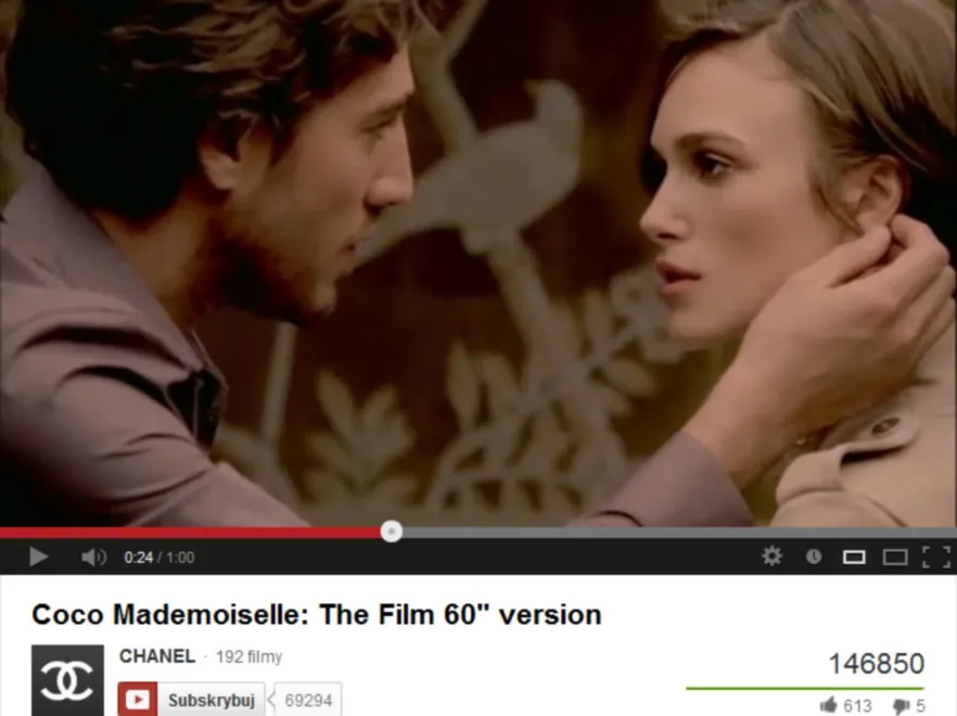 Keira Knightley w reklamie Mademoseille Coco Chanel