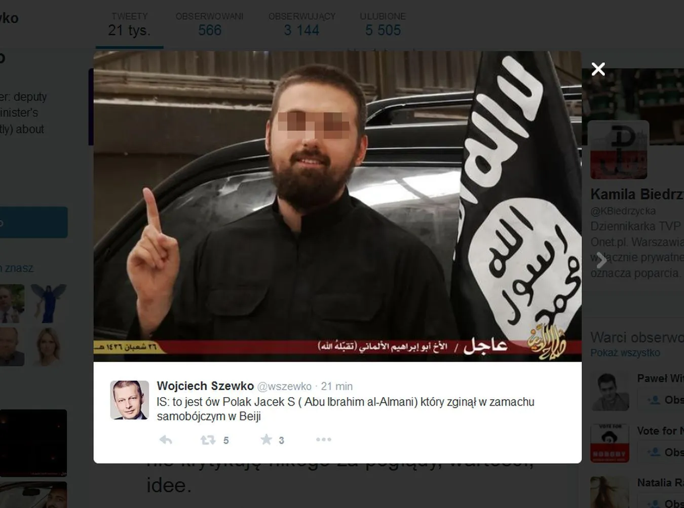 Polaków powiązanych z islamistami jest więcej. Biernacki: Nawet 15 osób