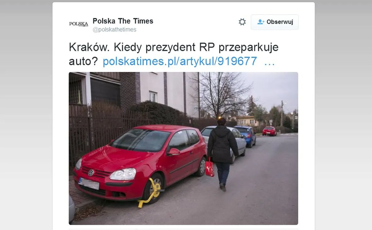 Kiedy prezydent Andrzej Duda przestawi auto? - zastanawia się "Gazeta Krakowska" i "Polska The Times"
