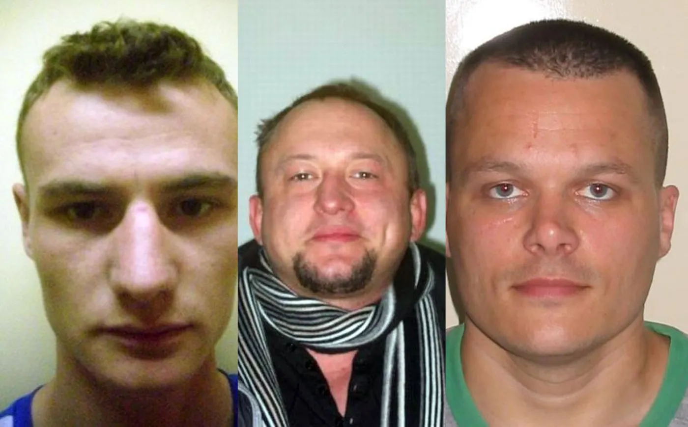 Uciekinierzy z więzienia w Grudziądzu: (od lewej) Piechocki Marcin, Śmiśniewicz Bartosz i Böttcher Robert