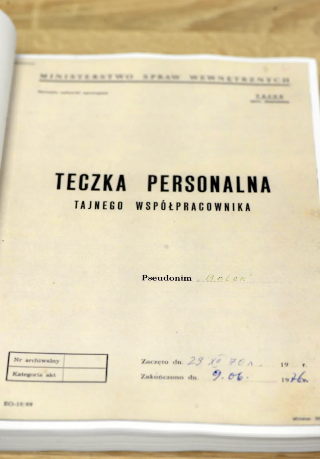 Pierwsza partia dokumentów dotyczących TW "Bolka"