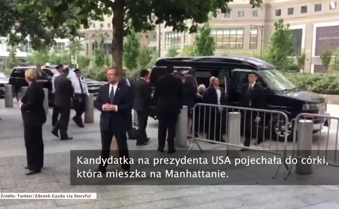 Hillary Clinton opuszcza uroczystości ku czci ofiar zamachów na WTC z 2001 roku