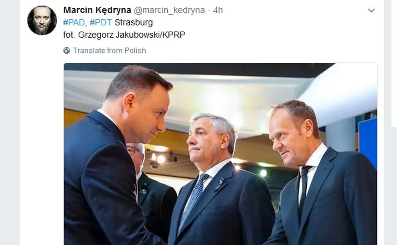 Andrzej Duda i Donald Tusk / zdjęcie zamieszczone przez Marcina Kędrynę