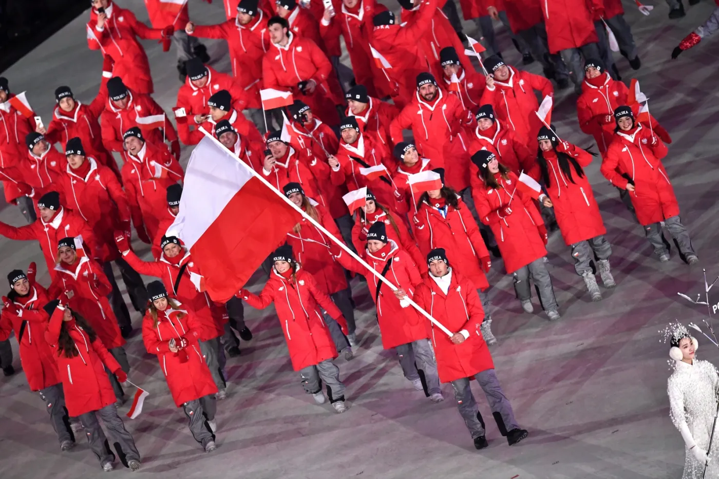 Polscy olimpijczycy podczas otwarcia igrzysk w Pjongczang