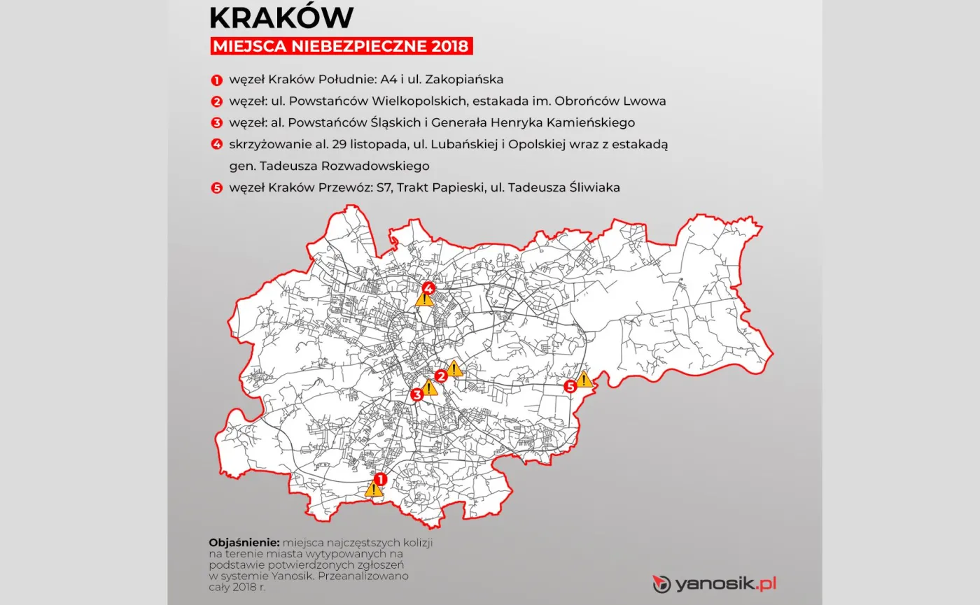 5 najbardziej niebezpiecznych miejsc w Krakowie