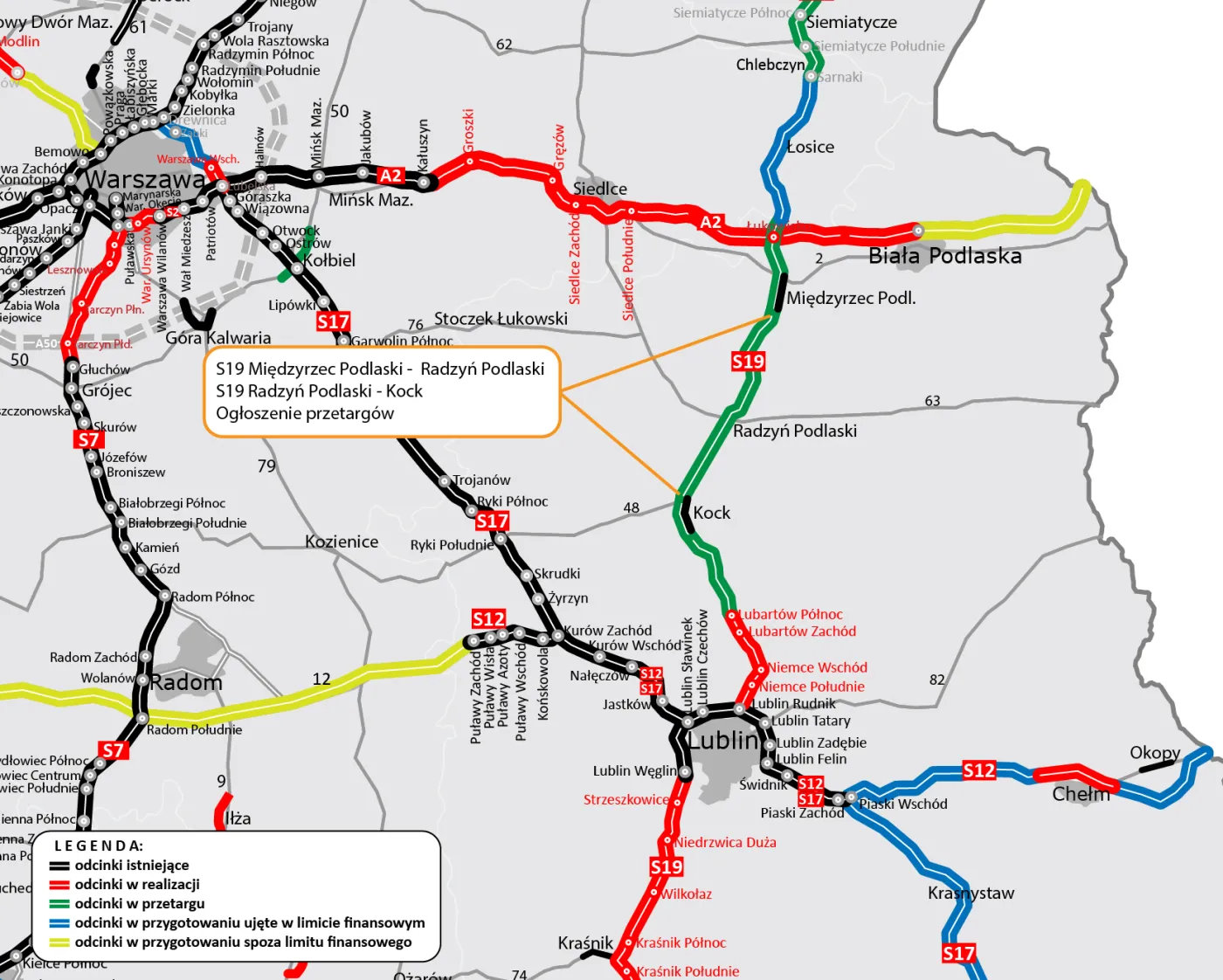 Via Carpatia będzie dłuższa o dwa nowe odcinki drogi ekspresowej S19: Międzyrzec Podlaski – Radzyń Podlaski i