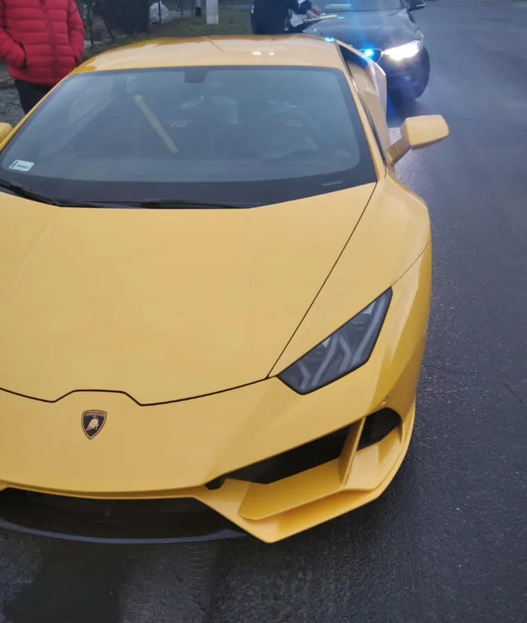 Lamborghini zatrzymane przez policję