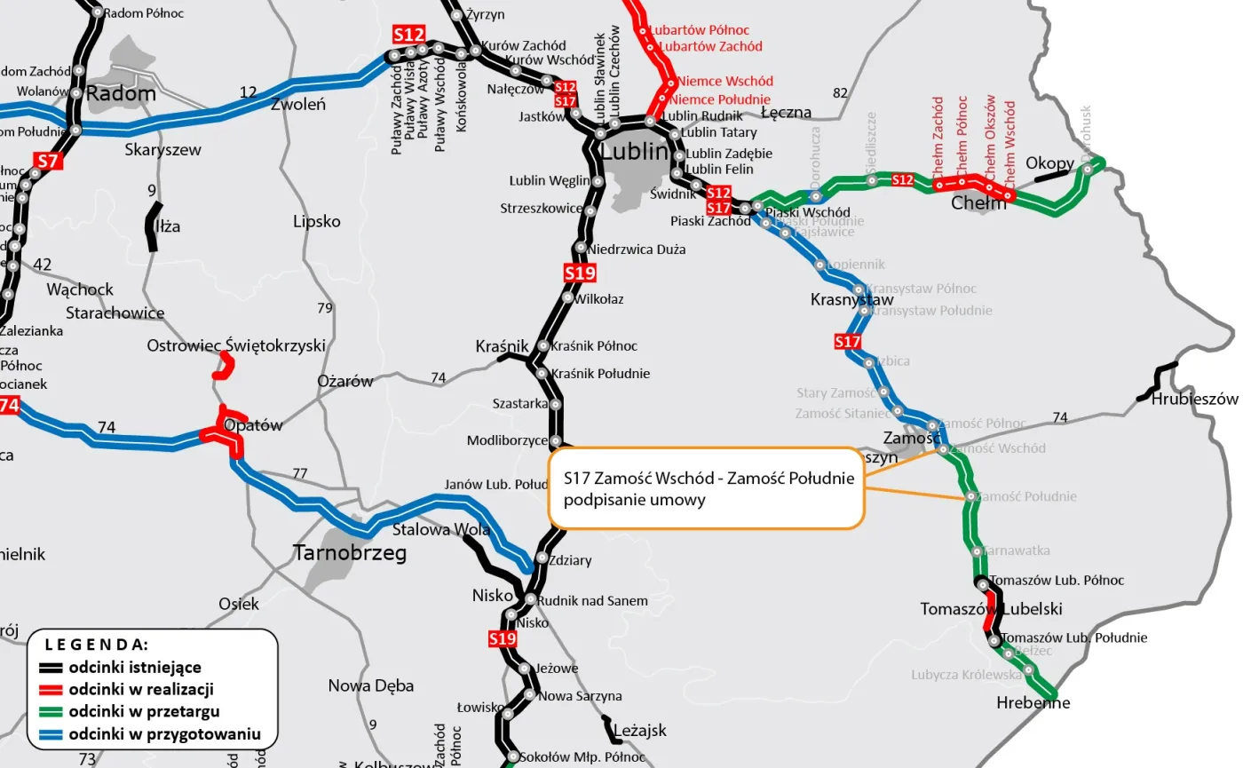 Droga S17 z nowym odcinkiem. Rusza budowa na południe od Zamościa
