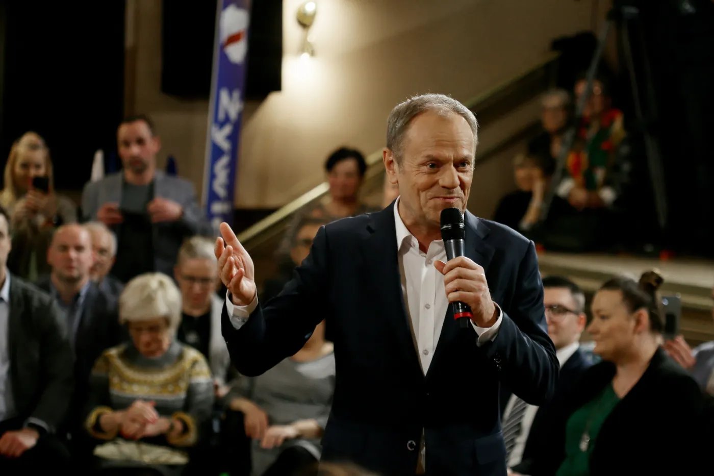 Donald Tusk podczas spotkania w Żywcu