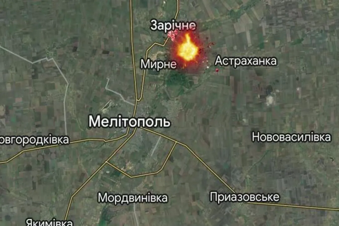 Mapa z miejsca wybuchu koło Meliitoplu 