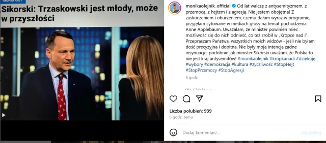 Oburzenie po wywiadzie Moniki Olejnik. Nocny wpis dziennikarki