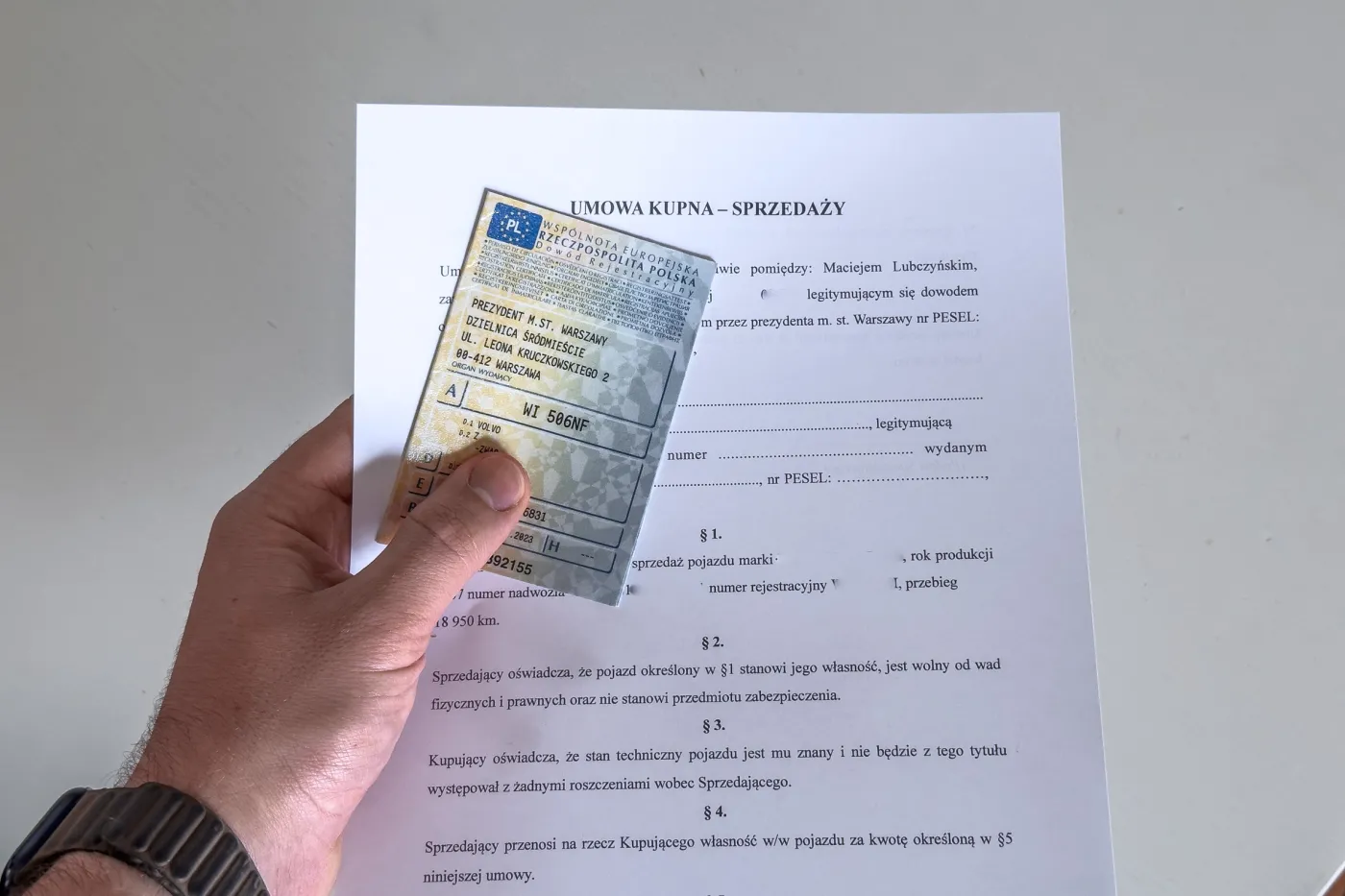 Umowa kupna samochodu, samochód używany