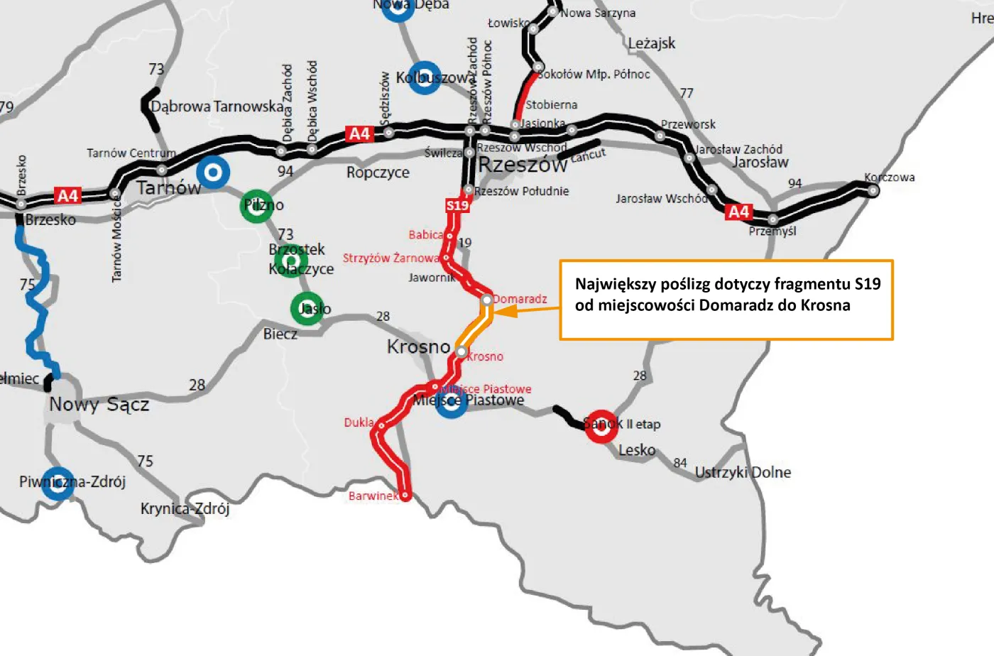 S19 - odcinek z największym poślizgiem