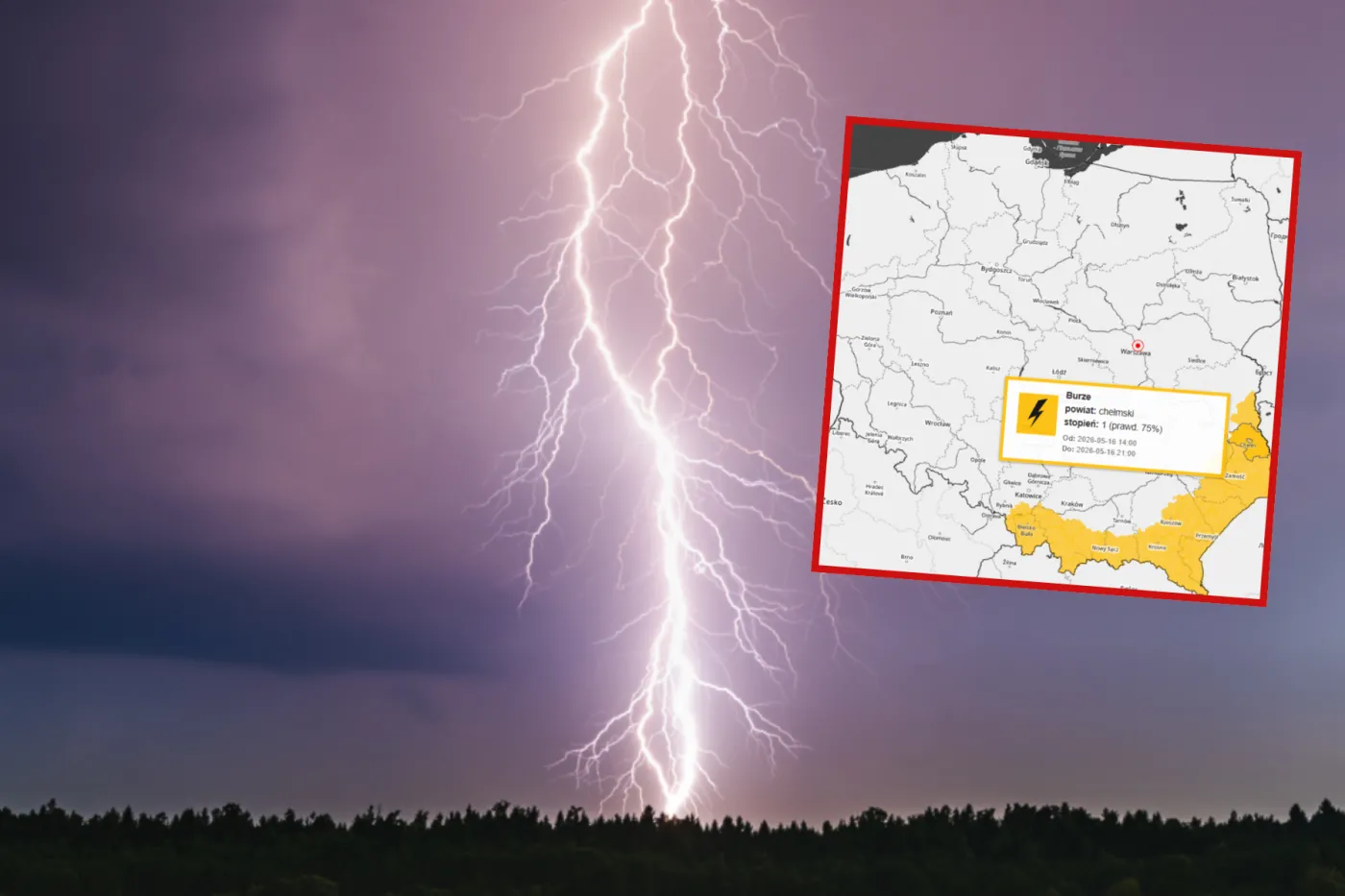 IMGW ostrzega przed burzami i gradem. Alerty dla czterech województw