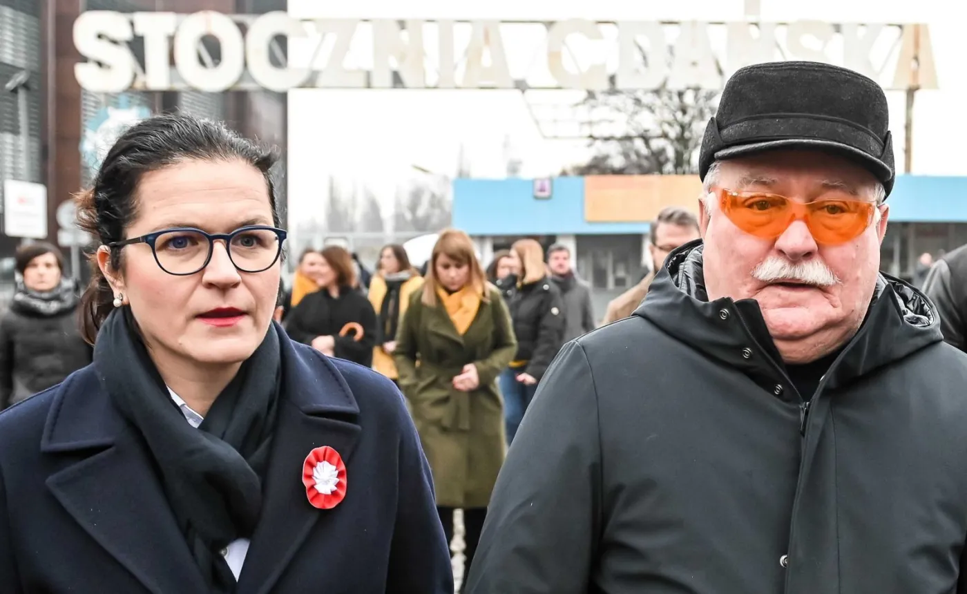 Prezydent Gdańska Aleksandra Dulkiewicz oraz były prezydent RP Lech Wałęsa