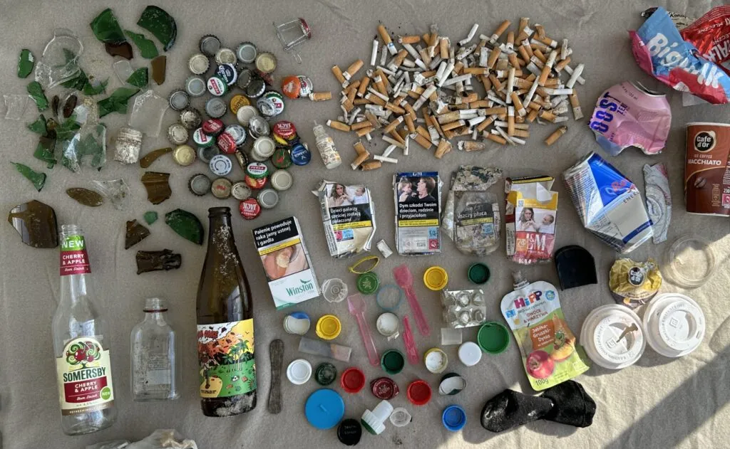 zanieczyszczenia zebrane w ciągu 20 minut