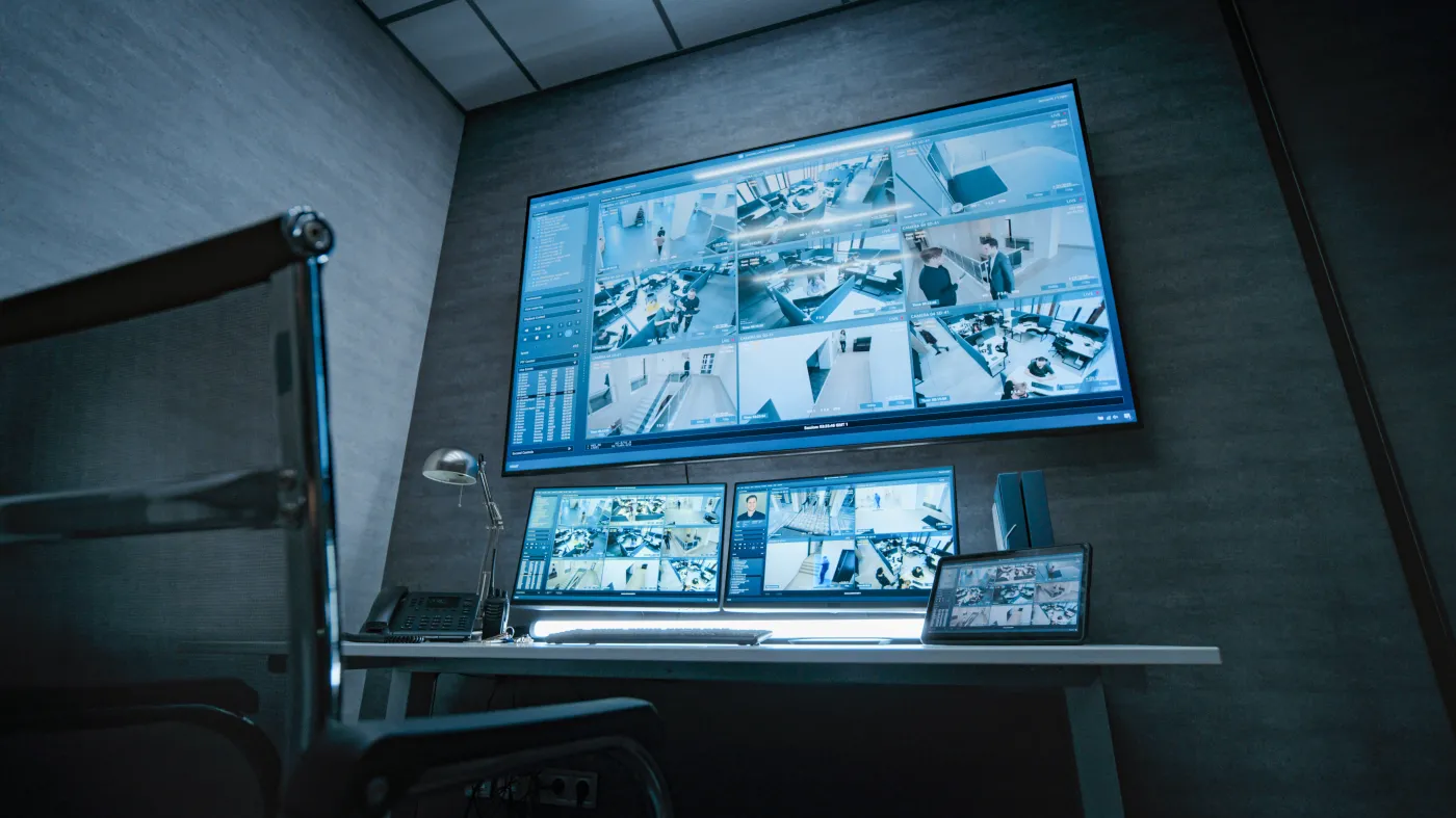 Surveillance,Video,Footage,From,The,Security,Cameras,In,Office,Displayed