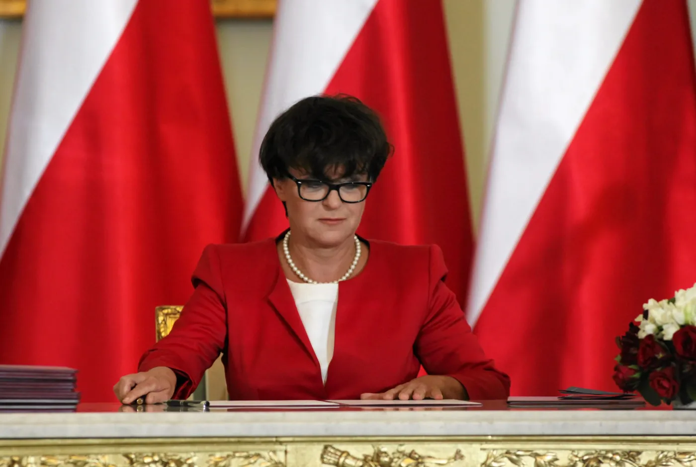 Minister edukacji Joanna Kluzik-Rostkowska podczas zaprzysiężenia nowego rządu premier Ewy Kopacz