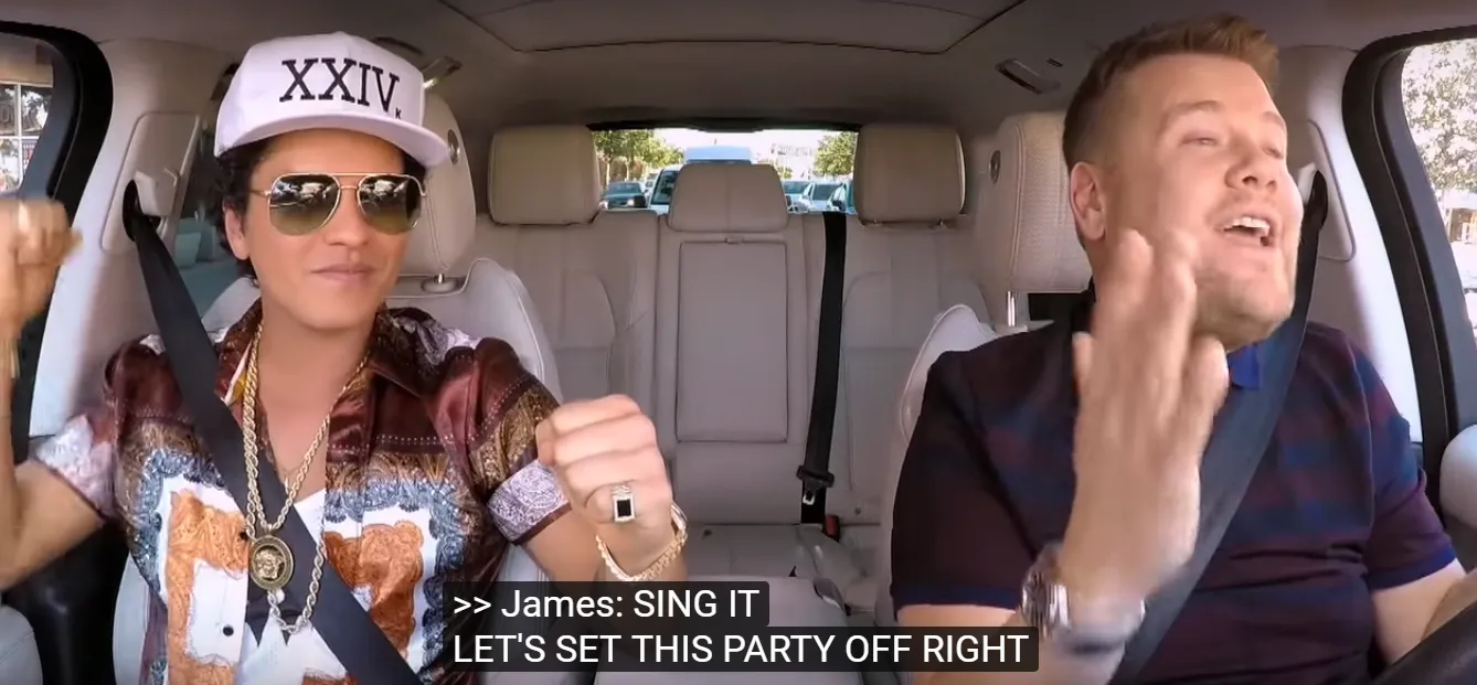 Bruno Mars śpiewa w aucie, czyli Carpool Karaoke w rytmie funky