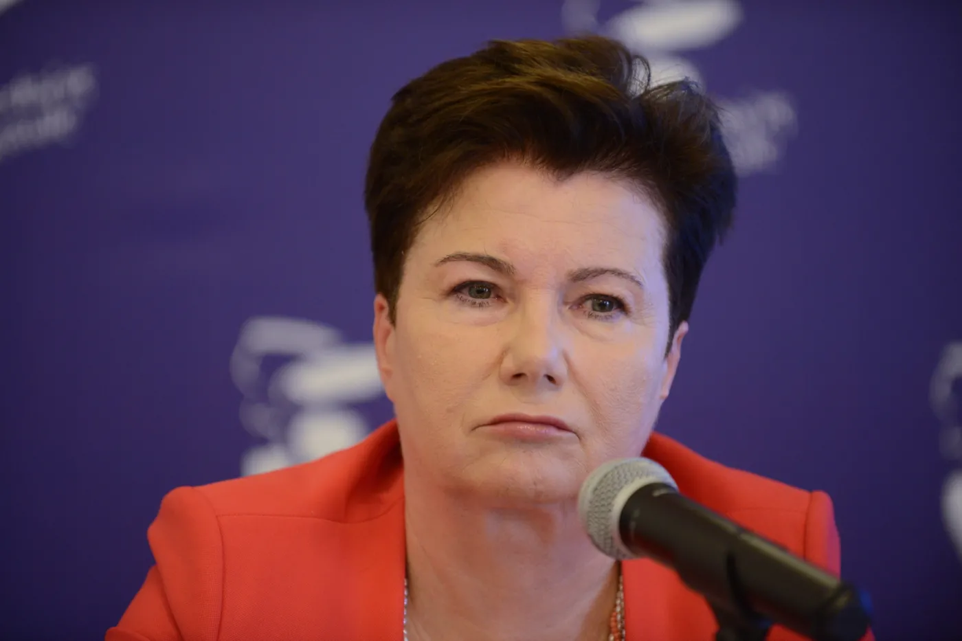 Prezydent Warszawy Hanna Gronkiewicz-Waltz podczas konferencji prasowej nt. pomocy lokatorom