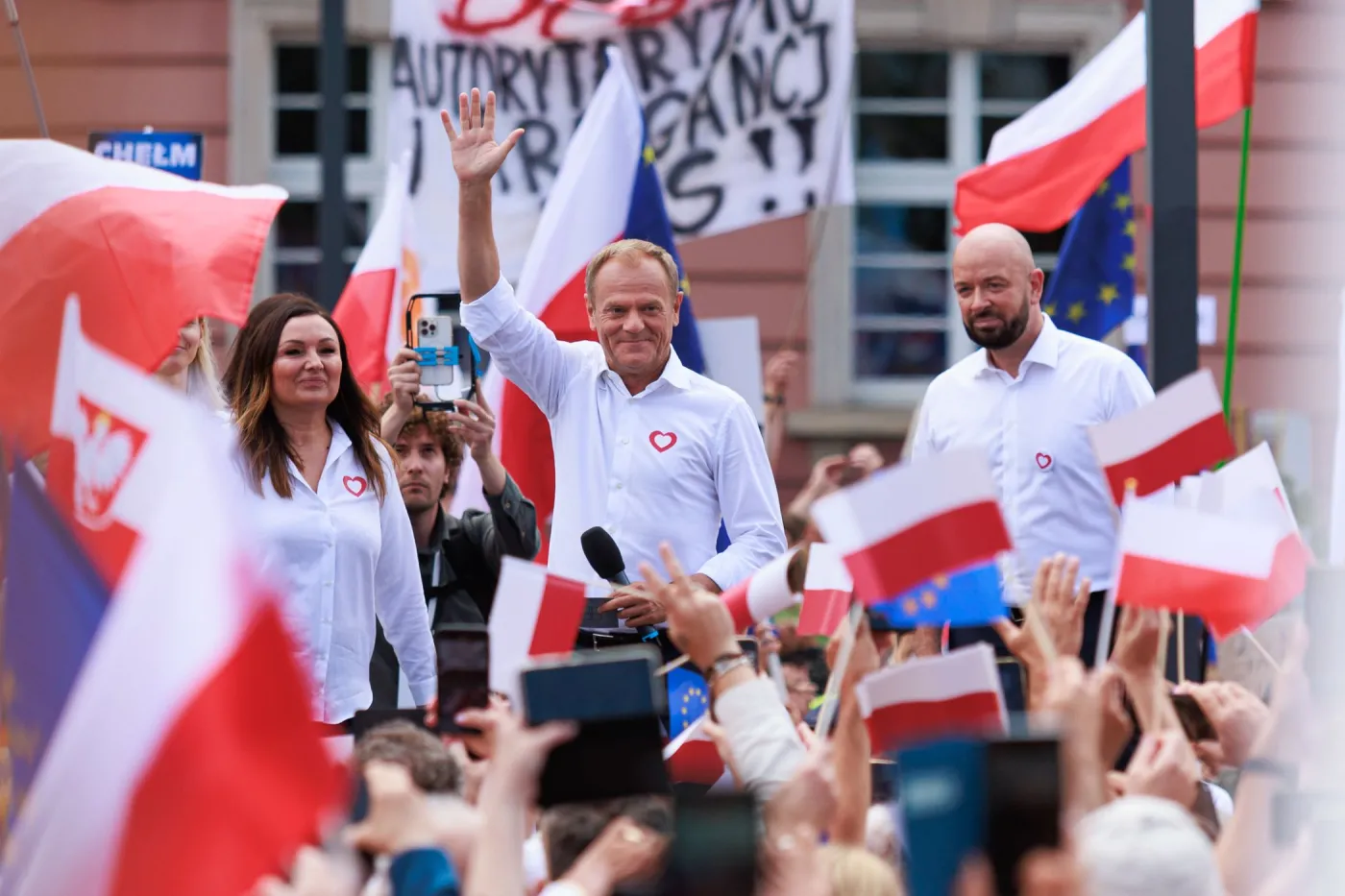Donald Tusk, Monika Wielichowska, Jacek Sutryk