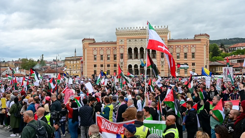 Sarajewo, wiec poparcia dla Palestyńczyków
