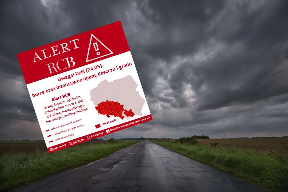 Alert RCB: Uwaga na burze oraz intensywne opady deszczu i gradu