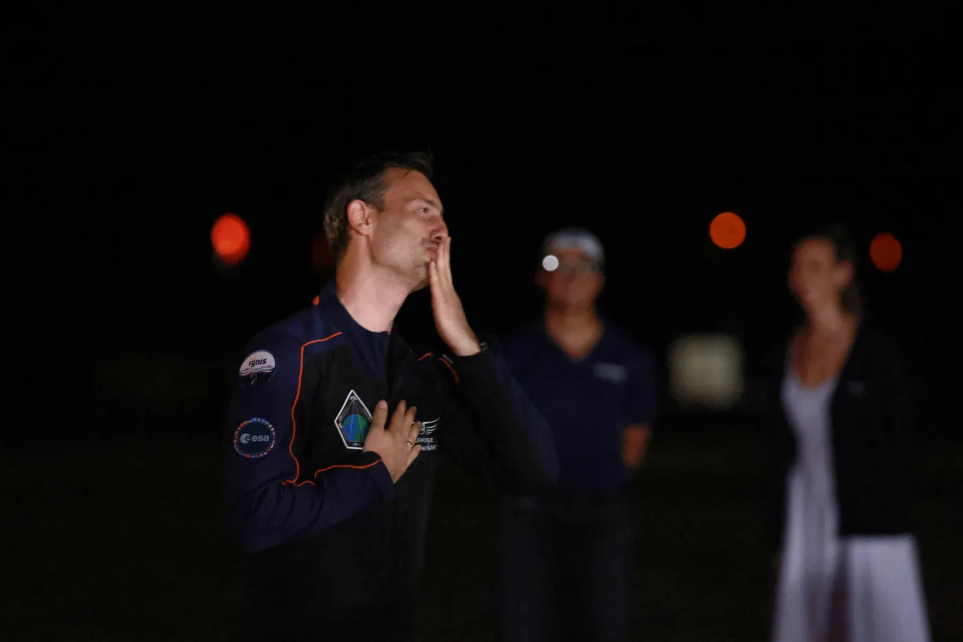 Astronauta Sławosz Uznański-Wiśniewski podczas pożegnania astronautów w Centrum Kosmicznym Johna F. Kennedy’ego na przylądku Canaveral w amerykańskim stanie Floryda