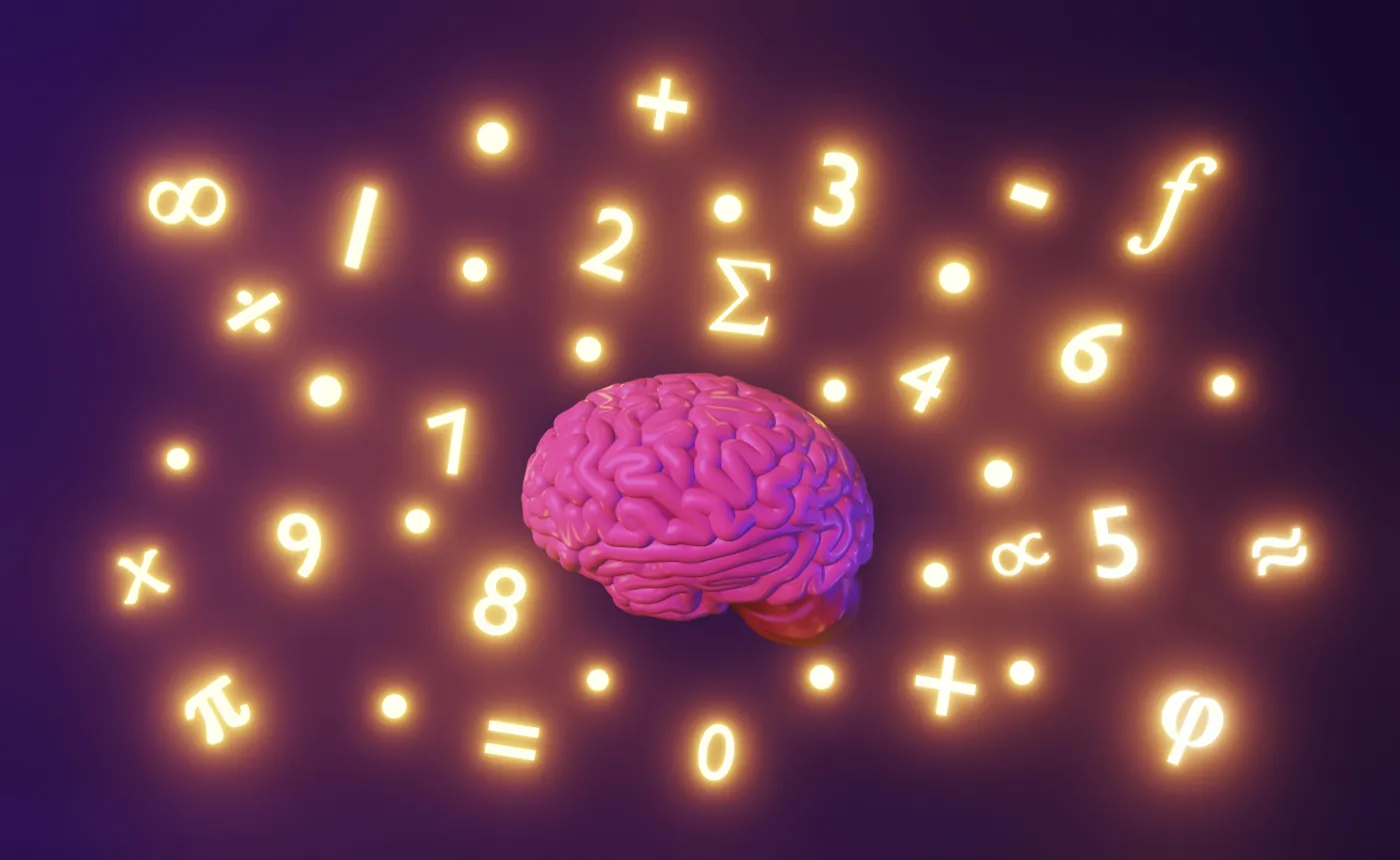 Human,Brain,Numbers,Mathematical,Symbols,3d,Rendering,Banner.,International,Mathematics