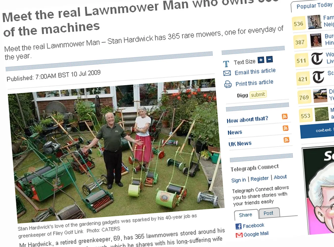 Ten człowiek posiada 365 kosiarek