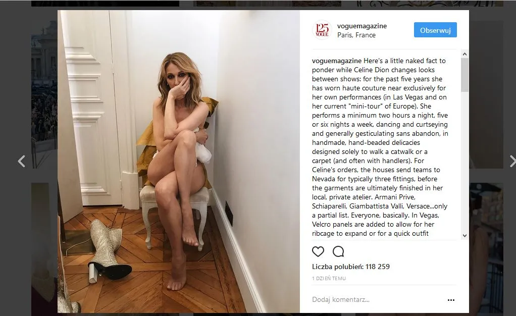 Nago i bez photoshopa. Internauci zachwyceni zdjęciem Celine Dion