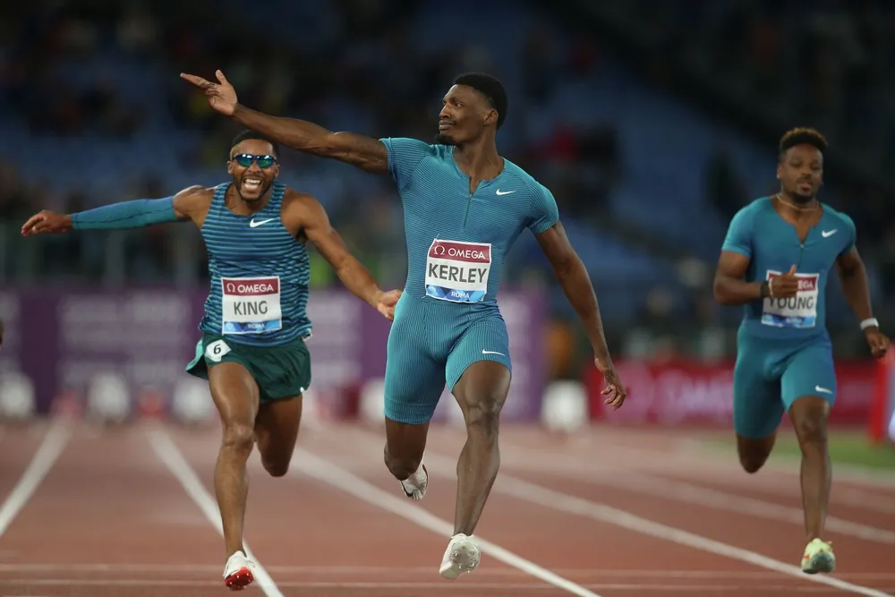 Fred Kerley przebiegł 100 metrów w 9,76. s. To najlepszy czas w tym roku