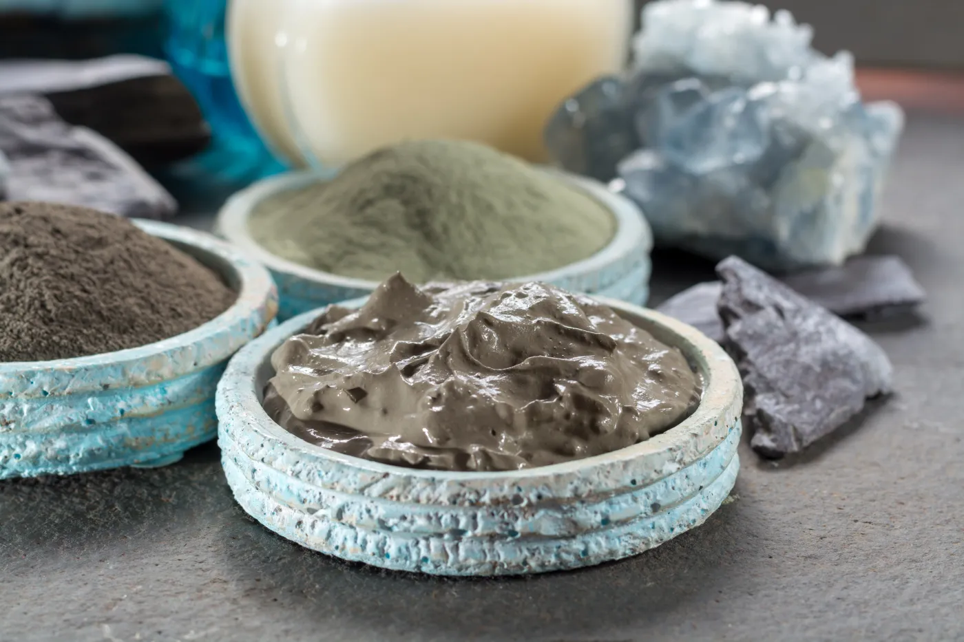 Ancient,Nature,Minerals,,Different,Types,Of,Clay,Used,For,Skincare,