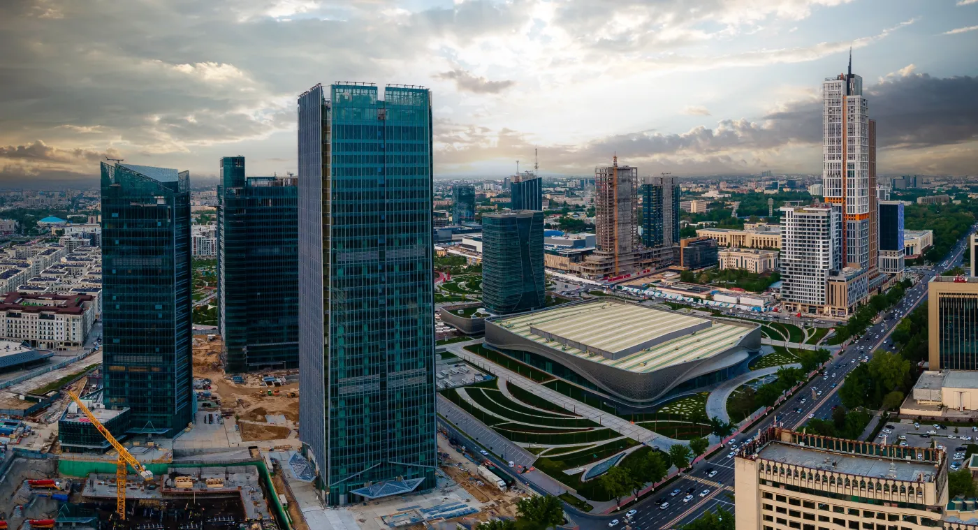 Tashkent,Uzbekistan,Aerial,Panorama,View,Of,City,Center,Contemporary,Buildings