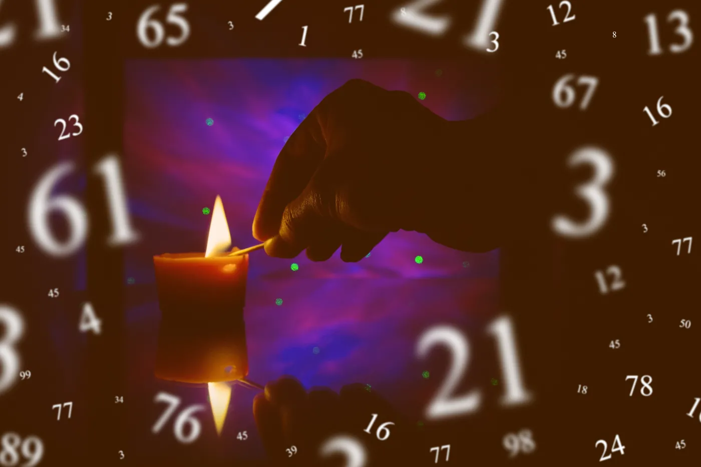 Numerology,,Astrology,Concept.,Dark,,Candle,,Hand.
