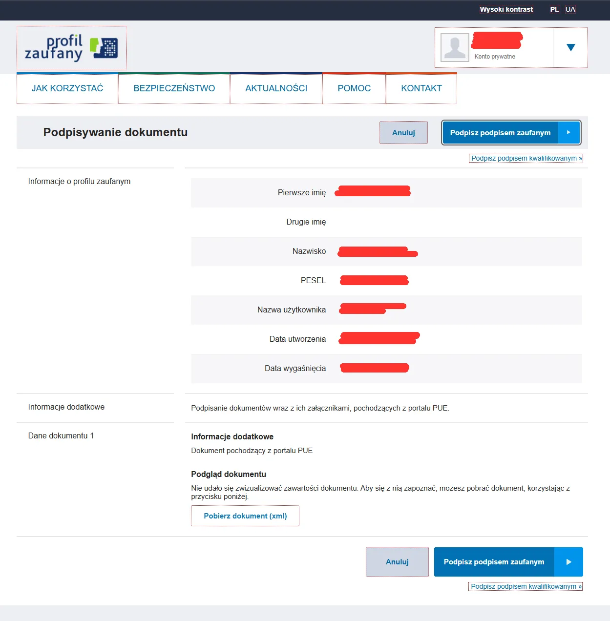 Formularz USP