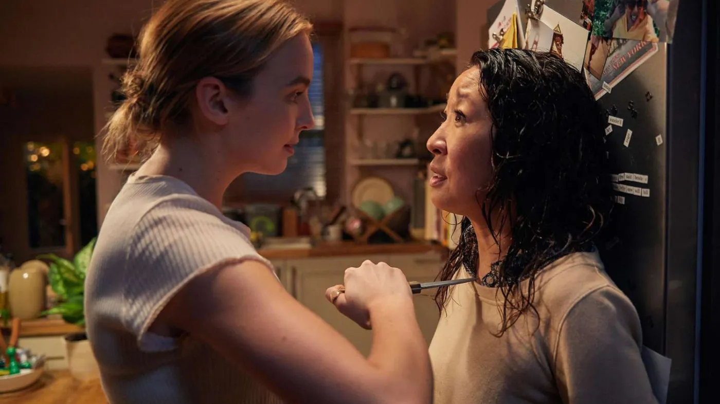 Jodie Comer i Sandra Oh w serialu "Obsesja Eve"