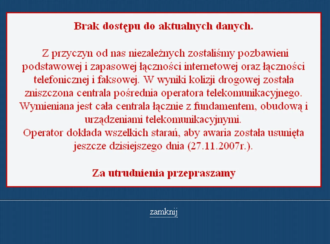 Obrazy z monitoringu drogowego niknęły ze strony GDDKiA