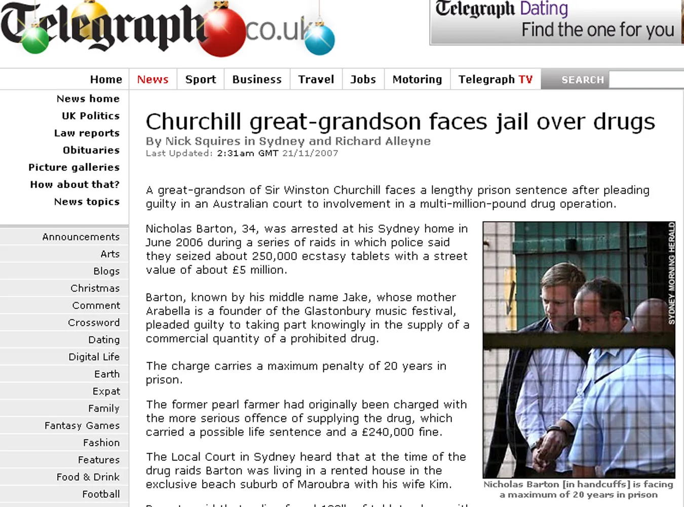 Prawnuk Churchilla idzie za kraty