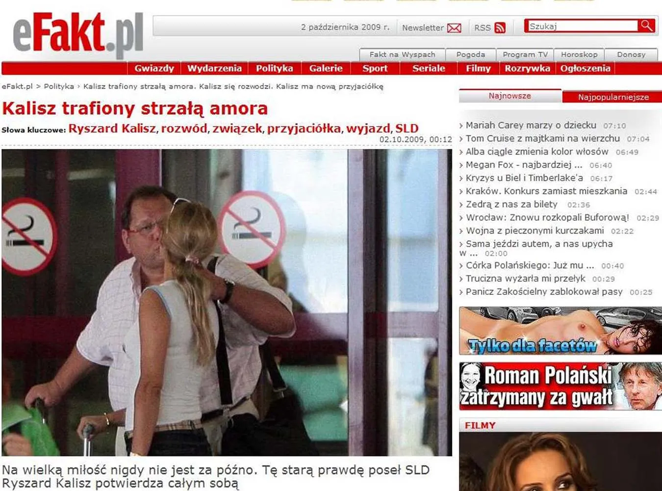 Kalisz całował się z młodą blondynką