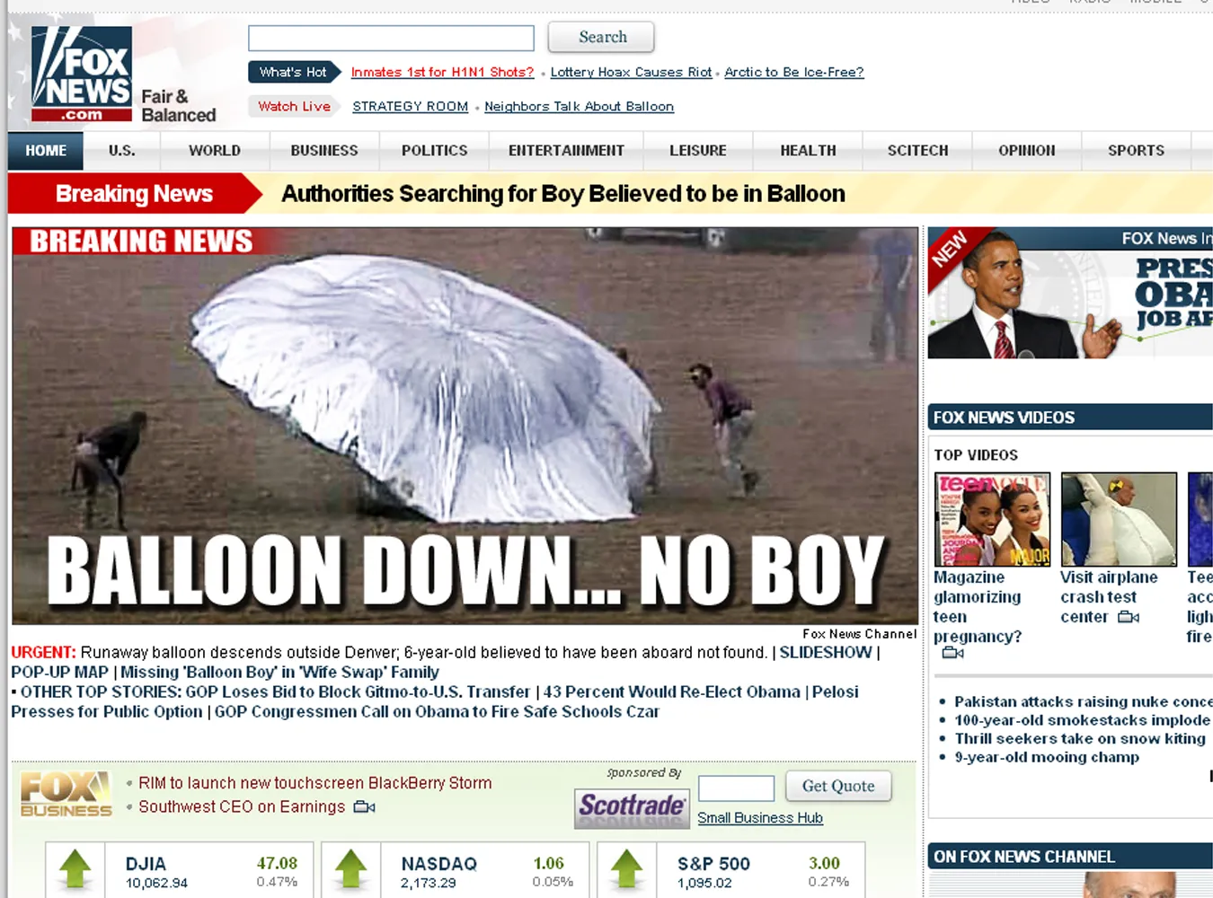 Chłopiec wypadł z zerwanego balonu