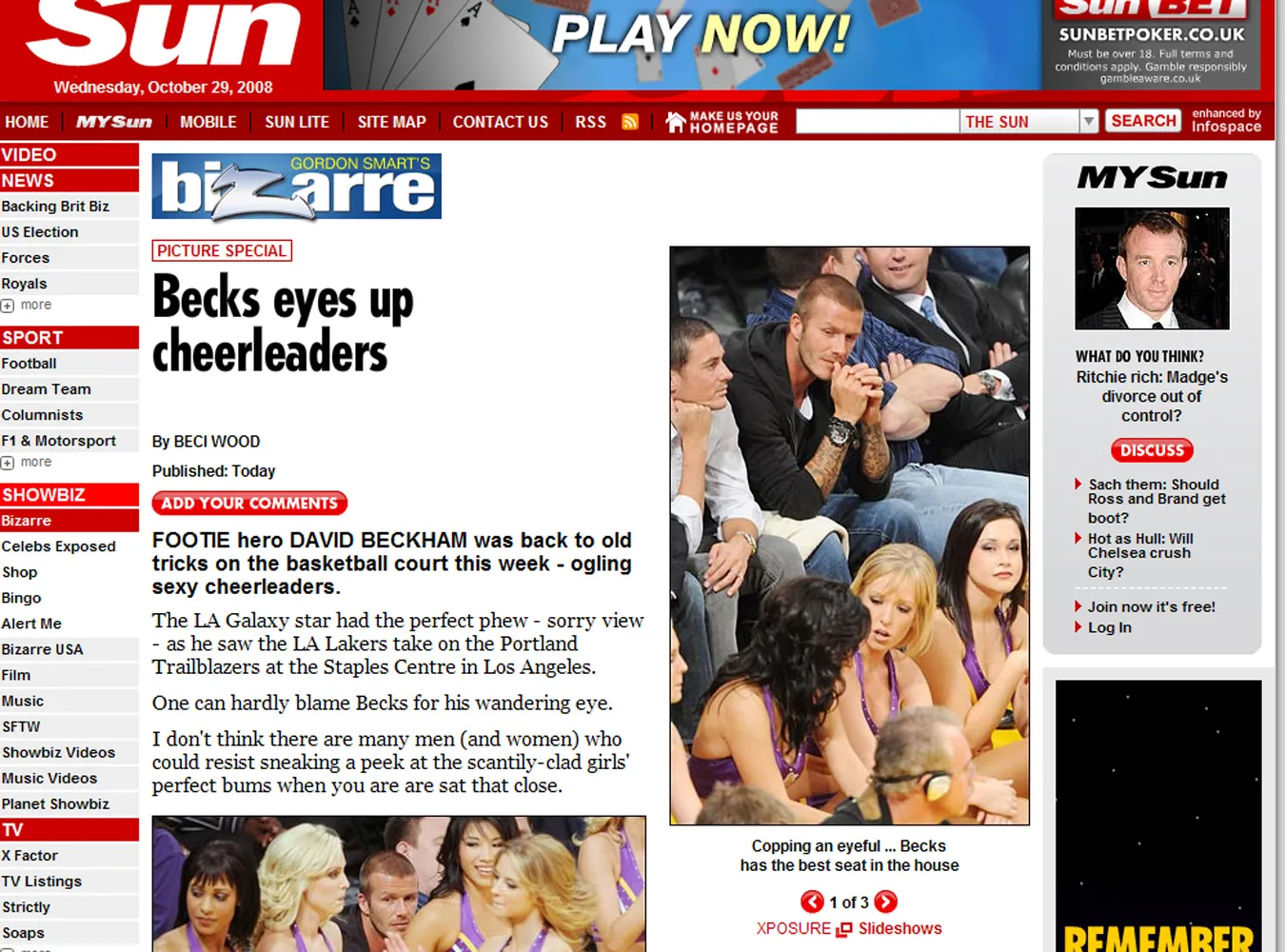 Beckham pożerał wzrokiem cheerleaderki