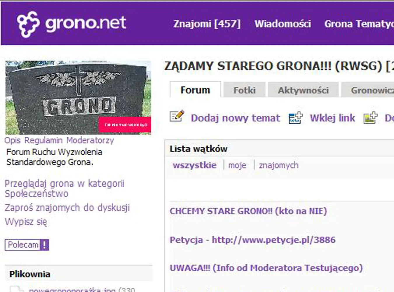 Bunt internautów - nie chcą nowego Grona