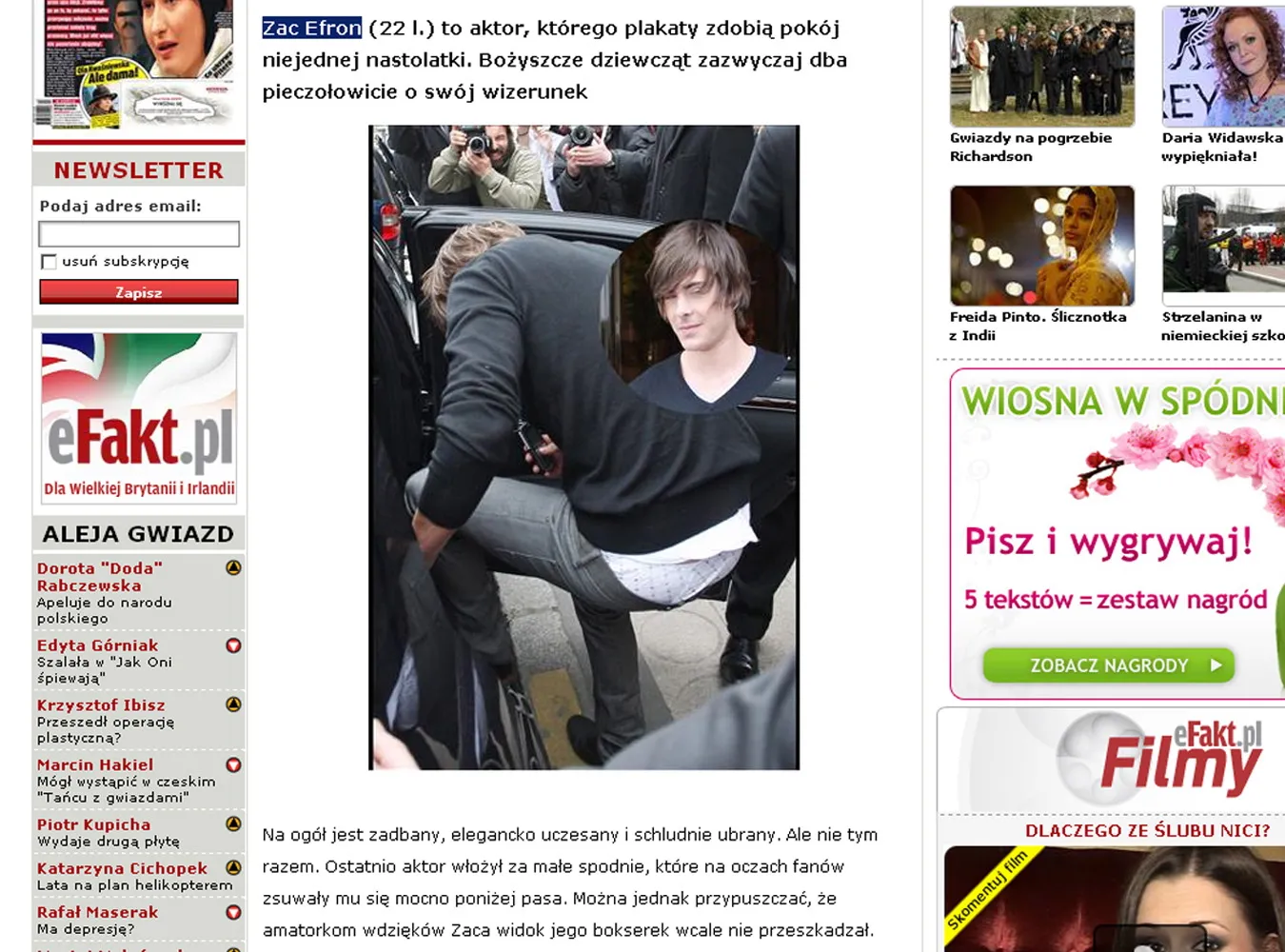 Zac Efron pokazał światu majtki