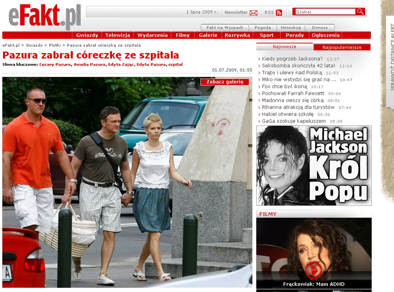 Pazura odebrał żonę i córkę ze szpitala