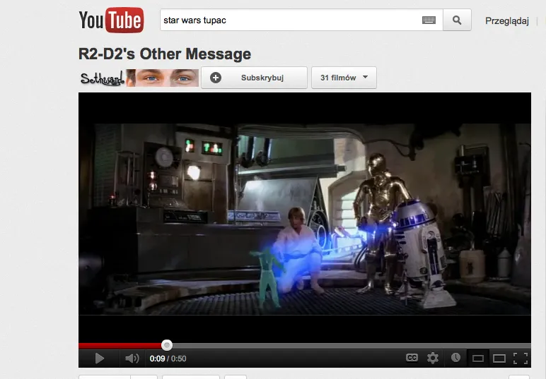 Oto nowy przekaz R2D2! Robot wyświetla hologram... Tupaca!