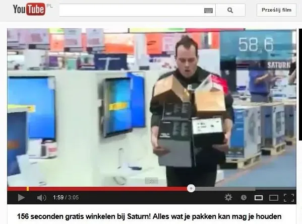 Miał 156 sekund na darmowe zakupy. Co udało mu się zgarnąć?