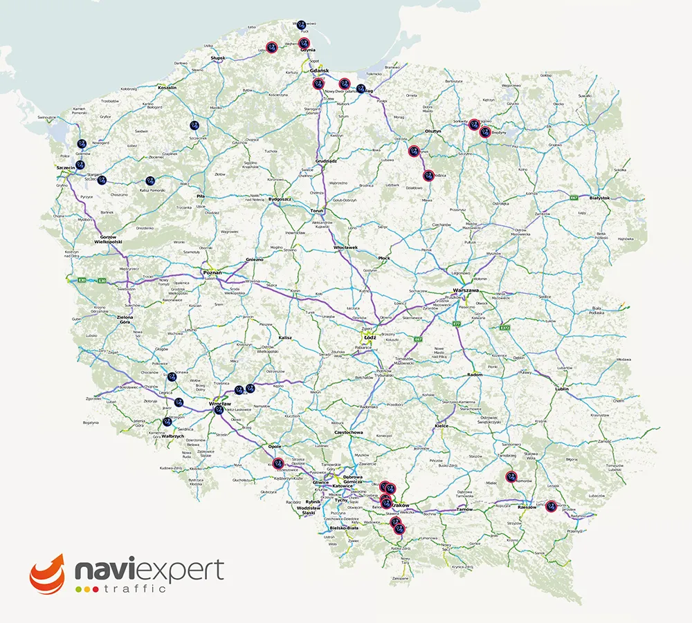 Mapa częstych kontroli drogowych