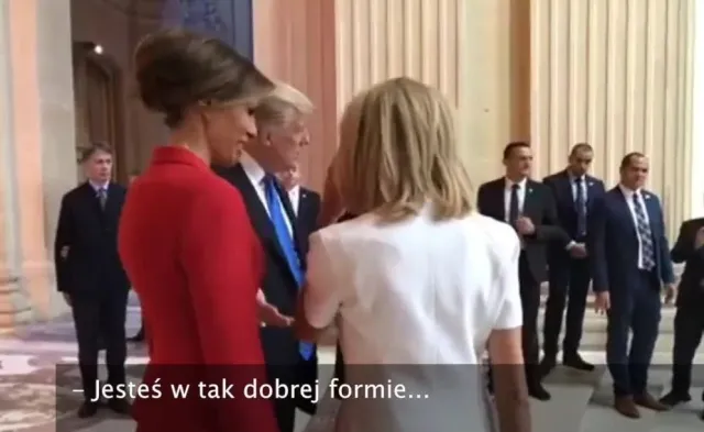 Komplemenciarz! Donald Trump do Brigitte Macron: Jesteś w bardzo dobrej formie. Pięknie!